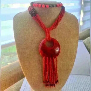 Red beaded  necklace